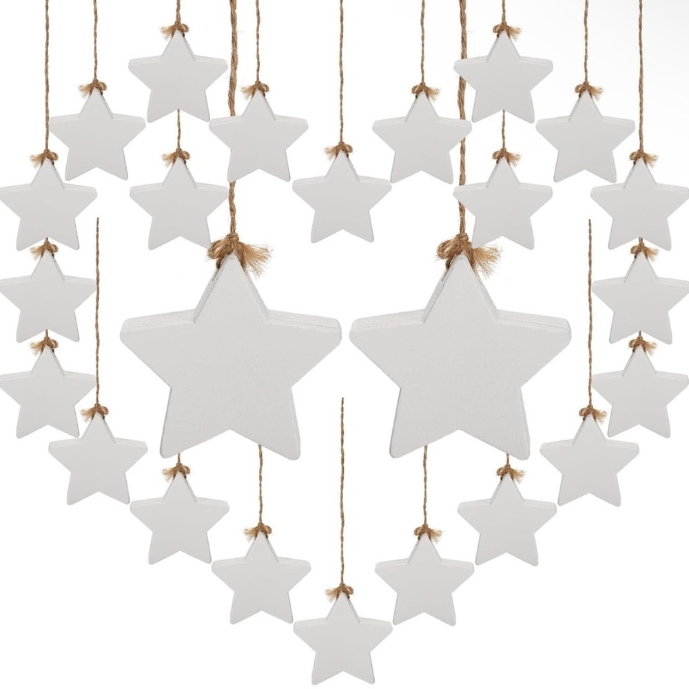 Christmas Farmhouse Star Ornaments | 24 Pieces